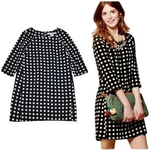 Anthropologie Lili Wang for Lilis Closet Black Ivory Polka Dot Shift Dress Small